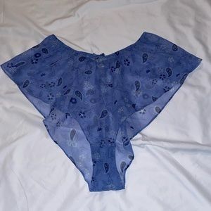 vintage paisley sheer lingerie high cut sleep booty shorts with bow